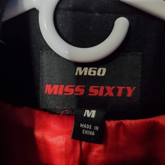 Miss Sixty Black Wool Double Breasted Pea Coat, M - Picture 3 of 9